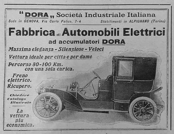 Pubblicità del 1906. 100 km di autonomia e freno elettrico con recupero.