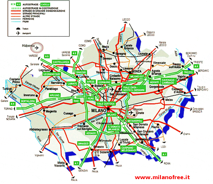 mappa milano autostrade