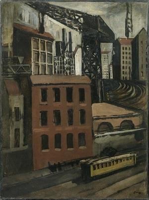 Mario Sironi, Periferia (Il tram e la gru), 1921, Firenze, Collezione Casamonti