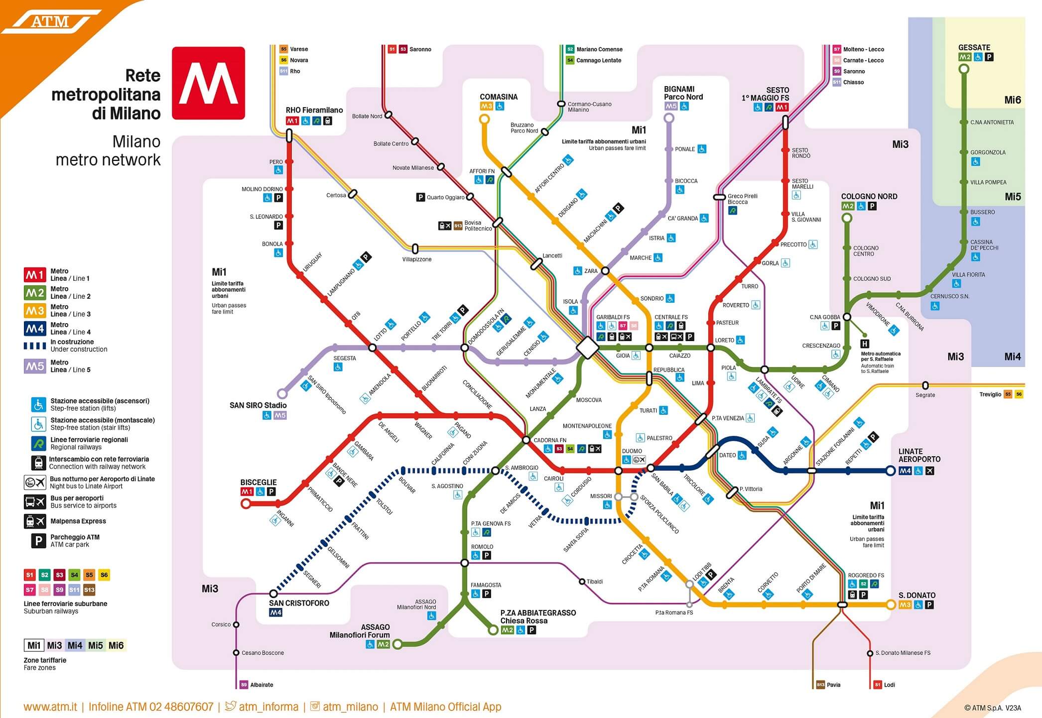 mappa metro milano2018