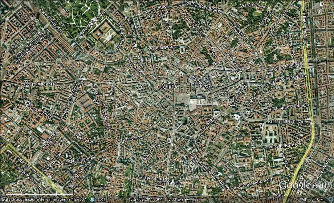 Milano antica dal satellite